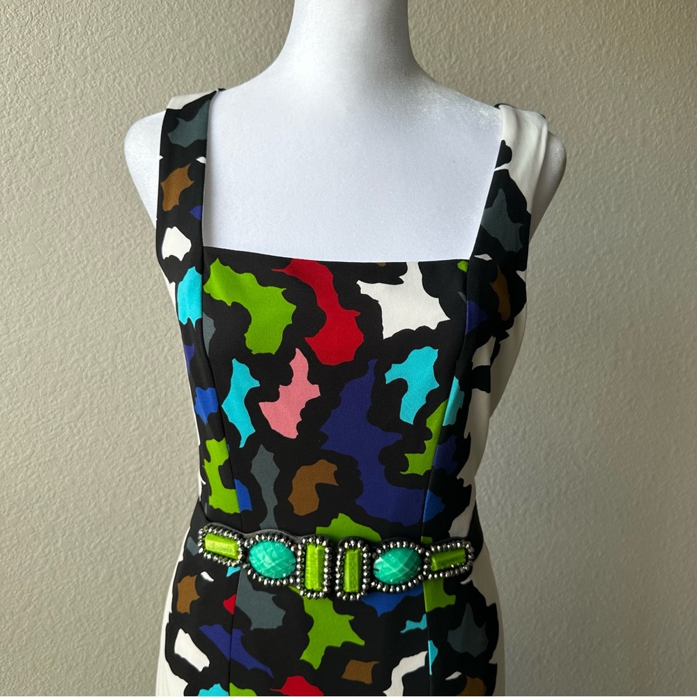 Joseph Ribkoff Multicolor Abstract Print Sheath Dress Size 4 - Picture 4 of 10